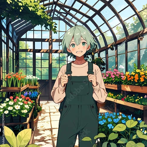 woman in greenhouse with seedlings