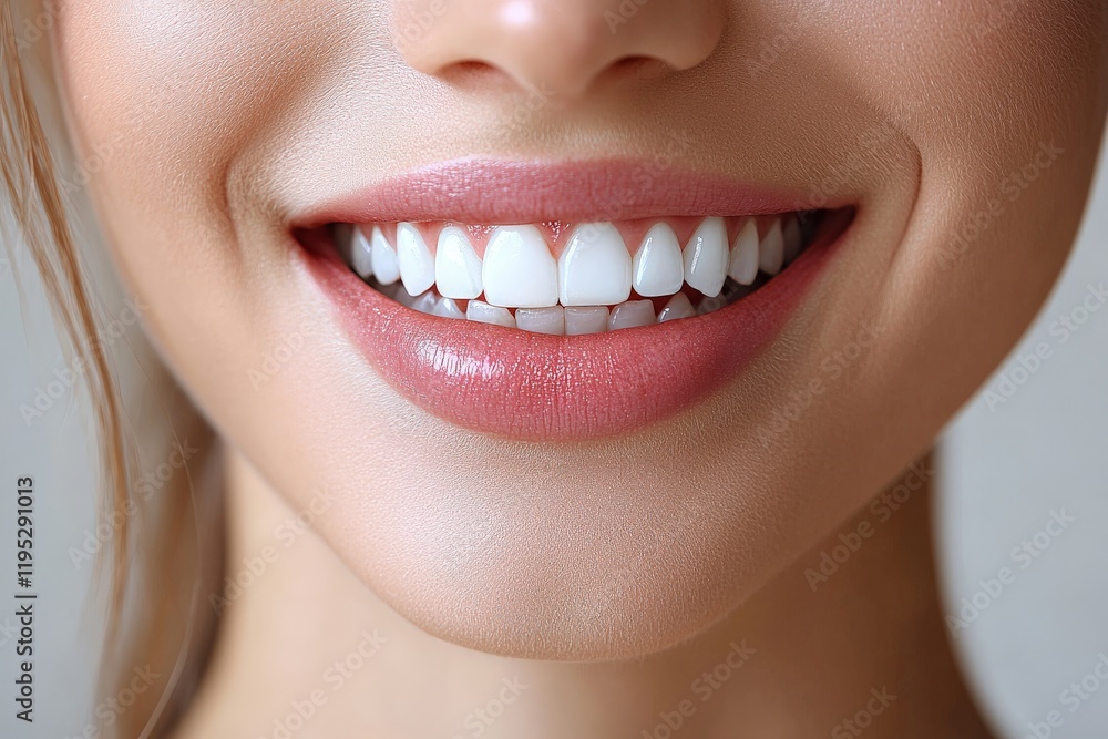 Fototapeta premium woman show white teeth