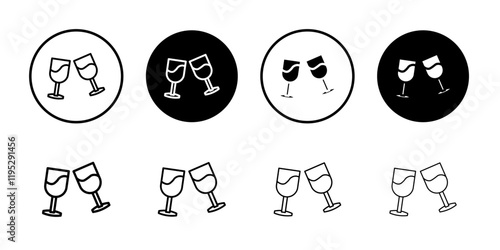 wine icon Simple outline illustration set