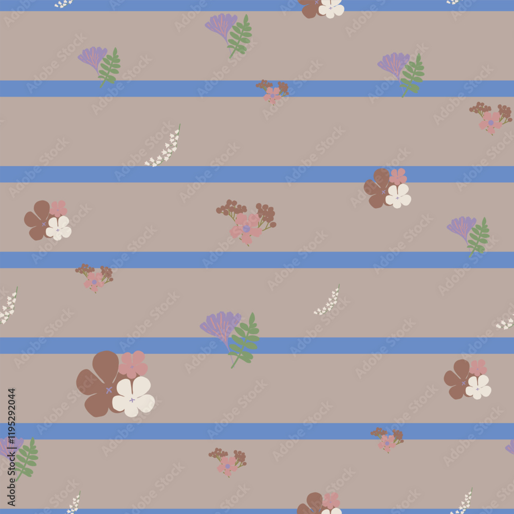 Vector Flowers in Earthy Tones Seamless Pattern. Mocha Mousse flowers repeat pattern Vector Flowers in Earthy Tones Seamless Pattern. Mocha Mousse flowers repeat pattern