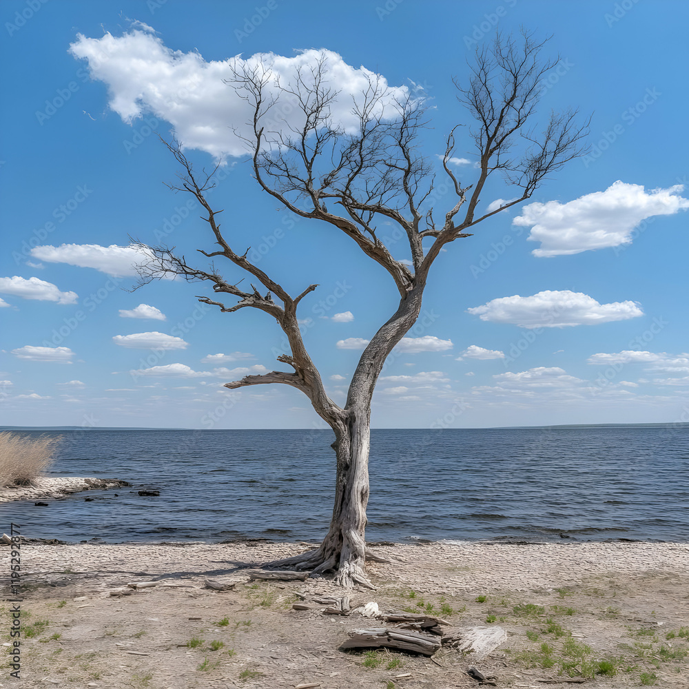 Dead Tree Seascape Illustration Dead Tree Seascape Illustration