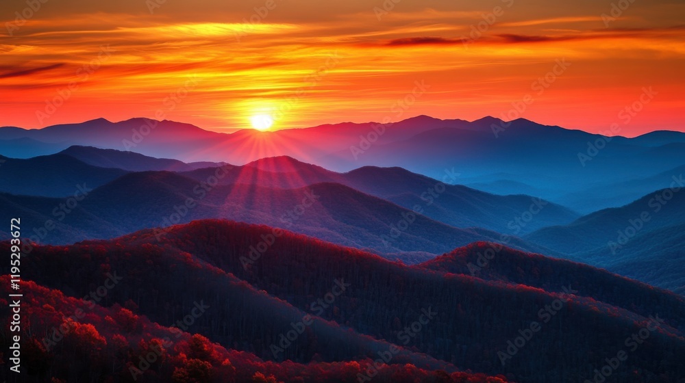Sunset mountain ridge. Generative AI Sunset mountain ridge. Generative AI