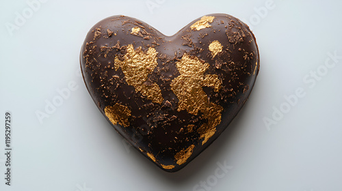 a heart shaped chocolate piece with golden wrapping   photo