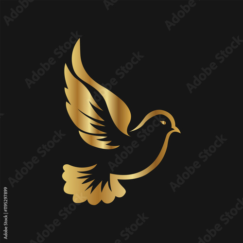 Vector golden bird logo design