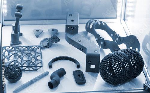 Complex multi-part models printed on a 3D printer from grey polyamide powder