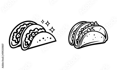 two vector silhouettes of tacos