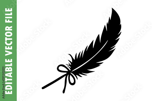 feather pen and ink, vector silhouette