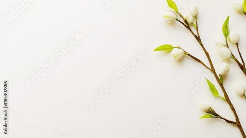 Delicate willow branches in fresh green, soft morning light, serene and minimalist Qingming Festival scene.