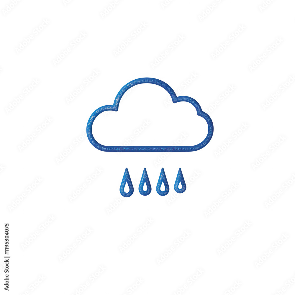 A simple cloud icon with rain, representing weather and environmental elements., isolated on a transparent background. A simple cloud icon with rain, representing weather and environmental elements., isolated on a transparent background.