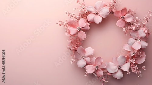 Elegant Pink Floral Heart Wreath with Soft Petals and Natural Blooms for Romantic or Holidays