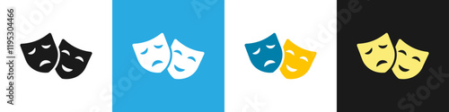 Theater or Carnival, Masquerade Mask. Masquerade vector icon on white background. Comic and tragic mask icon