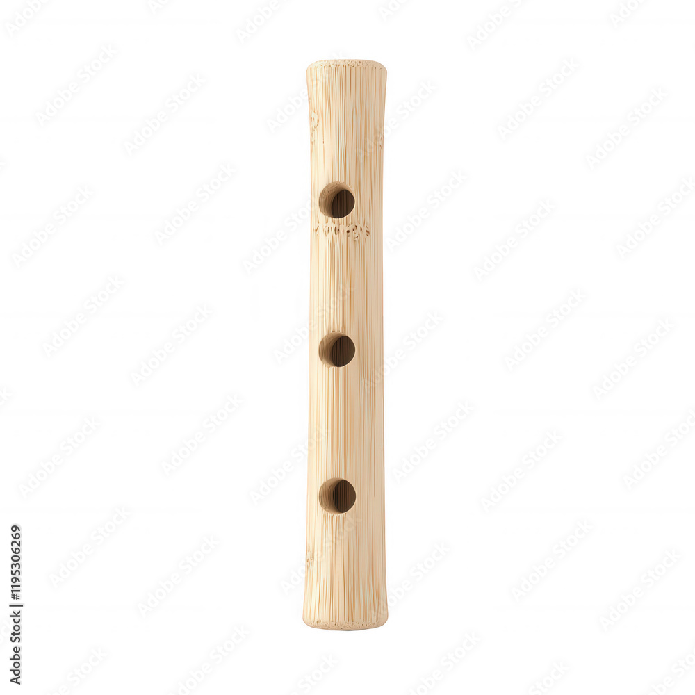 A wooden flute with three sound holes, perfect for music enthusiasts and beginners., isolated on a transparent background. A wooden flute with three sound holes, perfect for music enthusiasts and beginners., isolated on a transparent background.