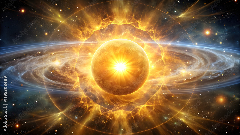 Golden Sun with Energy Waves in Cosmic Space. Perfect for: Solstice Celebrations, Visionary Art Exhibits, Energy Healing Sessions Golden Sun with Energy Waves in Cosmic Space. Perfect for: Solstice Celebrations, Visionary Art Exhibits, Energy Healing Sessions