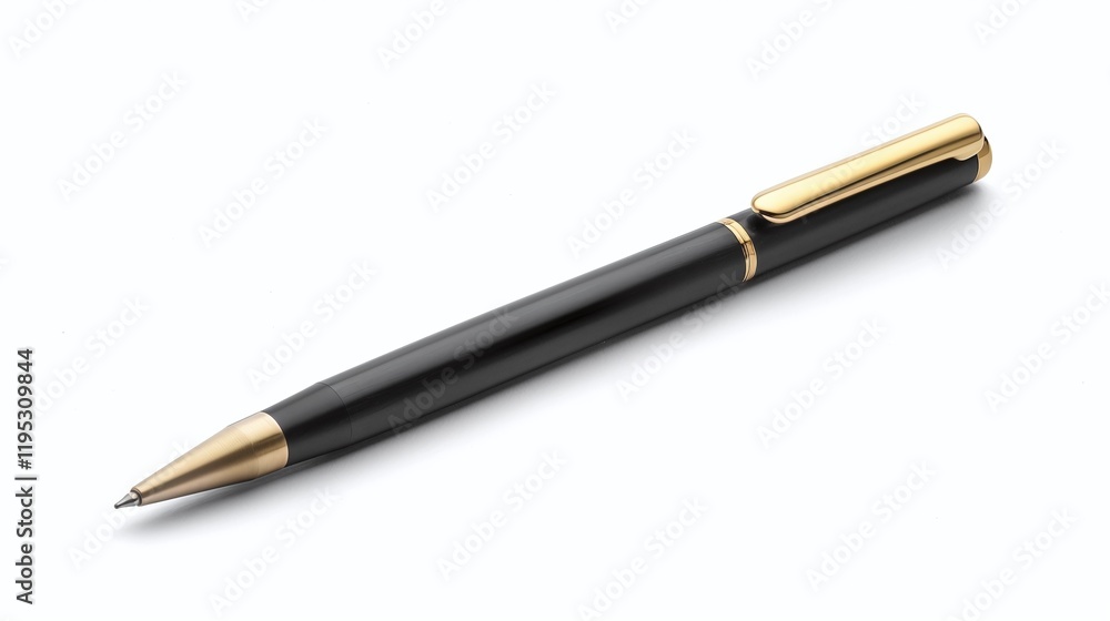 Elegant black pen with a golden clip exemplifies style and sophistication in writing instruments Elegant black pen with a golden clip exemplifies style and sophistication in writing instruments
