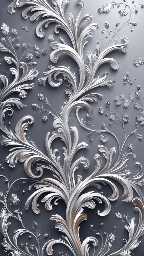 Elegant silver swirl border in silver swirl border background Elegant silver swirl border in silver swirl border background