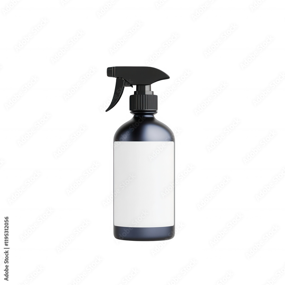 Sleek spray bottle with a blank label ready for customization and filling., isolated on a transparent background. Sleek spray bottle with a blank label ready for customization and filling., isolated on a transparent background.