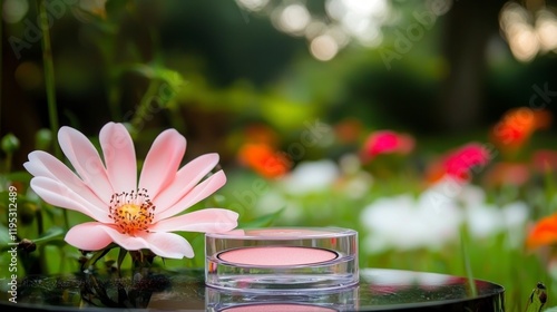 Wallpaper Mural Pink Rose   Cosmetic Product on Podium in Spring Garden Torontodigital.ca