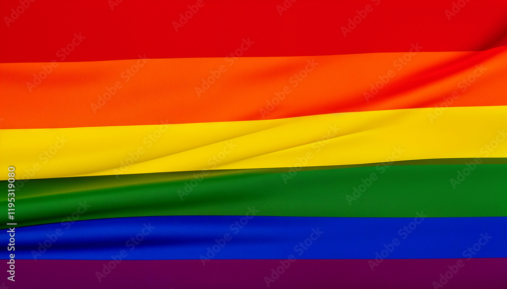 A vibrant rainbow flag waves proudly displaying LGBTQ+ pride. A vibrant rainbow flag waves proudly displaying LGBTQ+ pride.