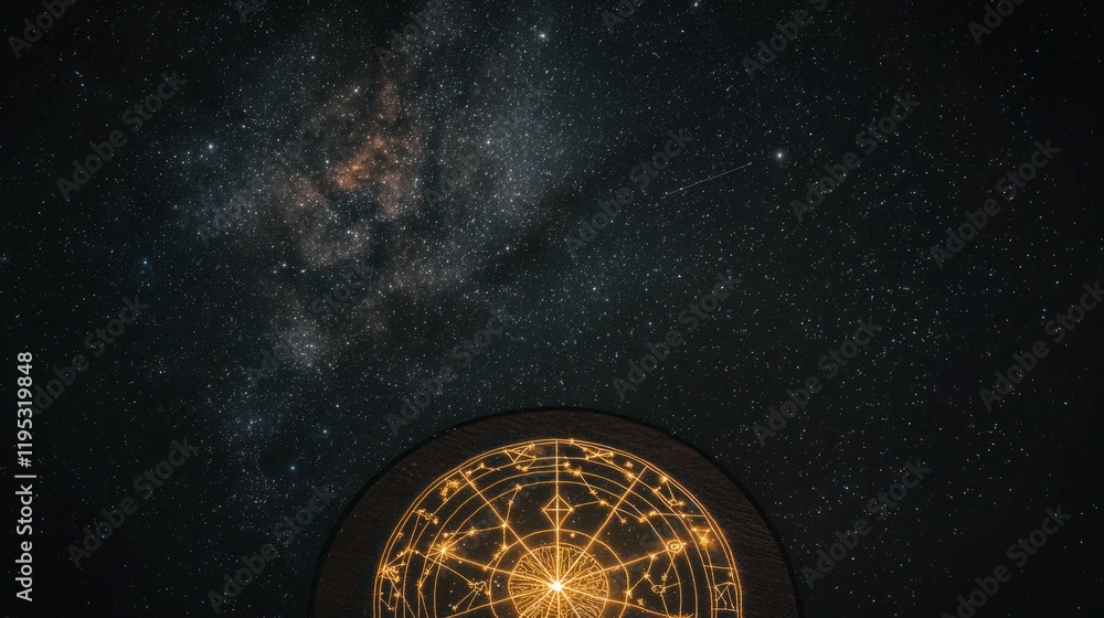 Naklejka premium Mystic Night Sky Astrology Zodiac Stars Constellations Universe Background
