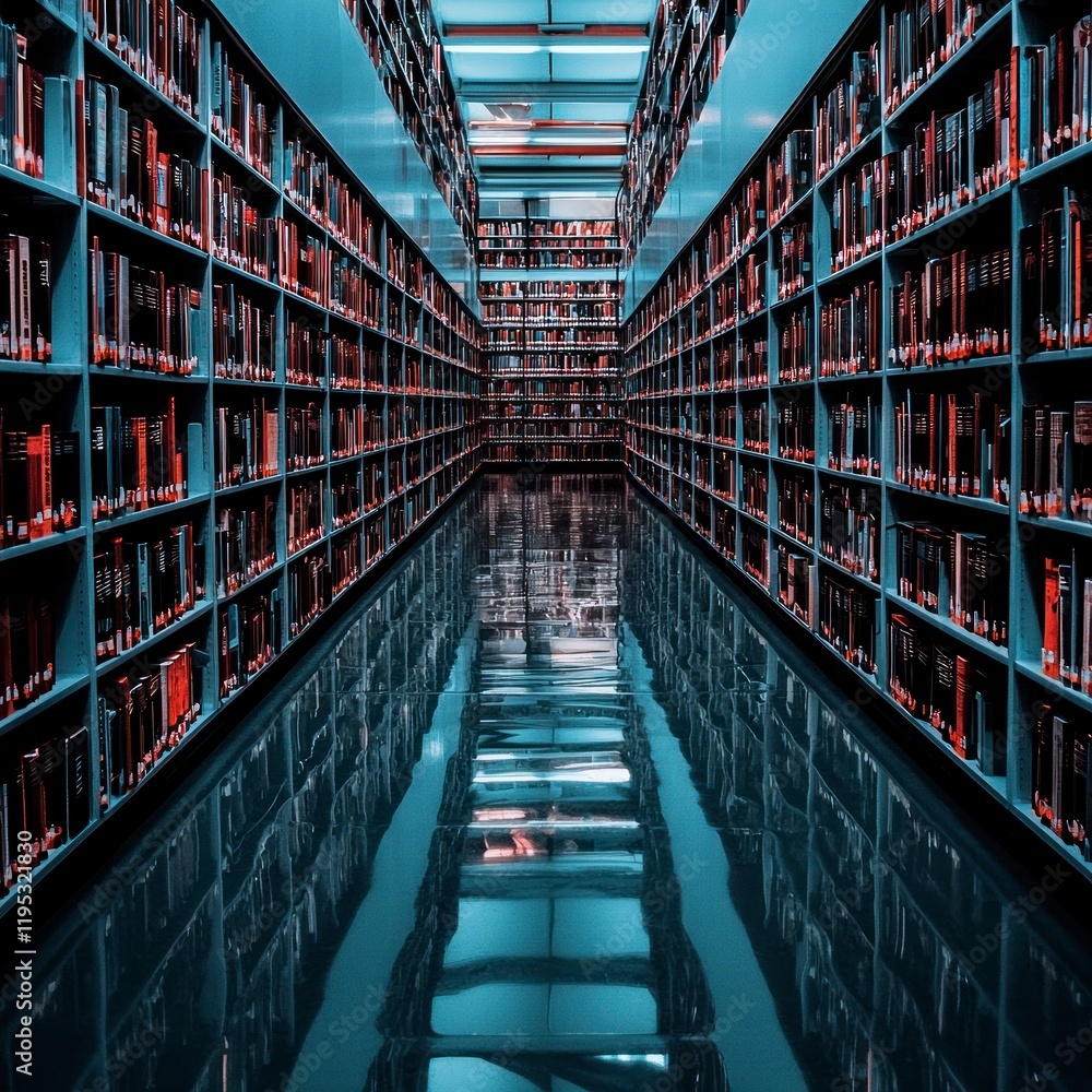 Serene Library Interior Bookshelves Knowledge Reflection Study Research Education L Serene Library Interior Bookshelves Knowledge Reflection Study Research Education L