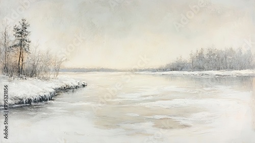 Wallpaper Mural Serene Winter River Landscape With Snow Covered Banks Torontodigital.ca