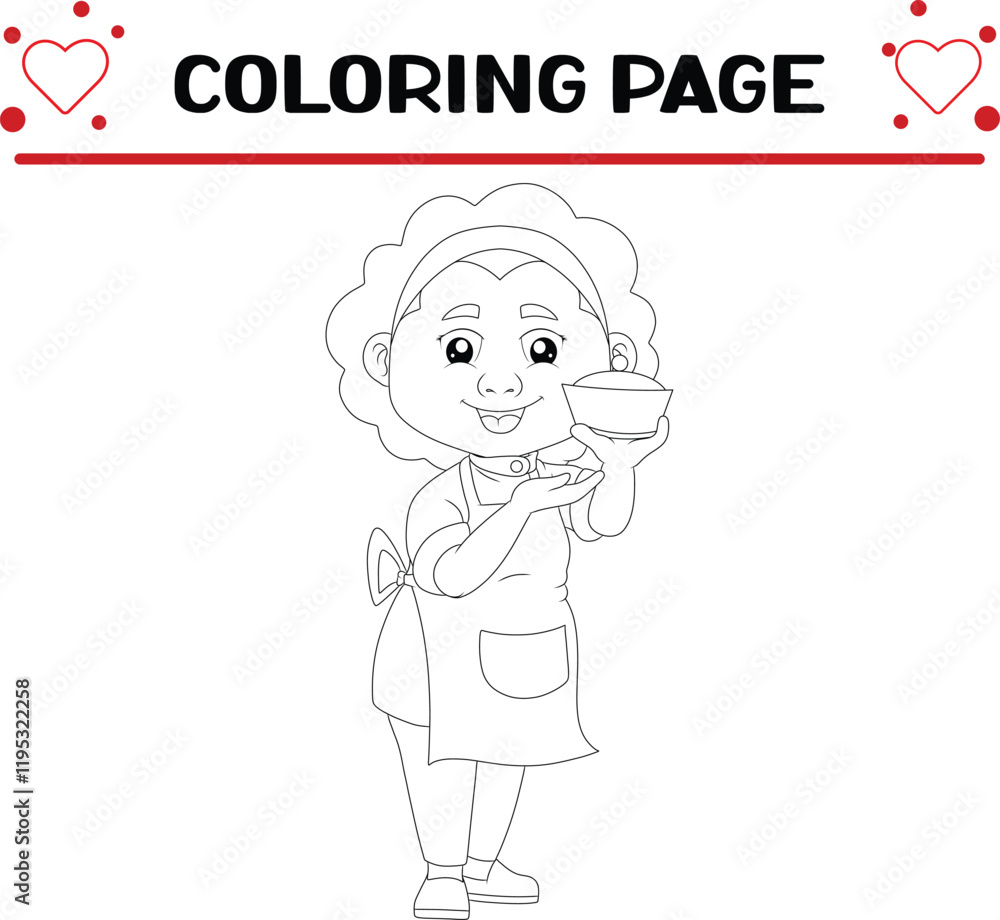 chef is holding cupcakes with cherry coloring page for kids chef is holding cupcakes with cherry coloring page for kids