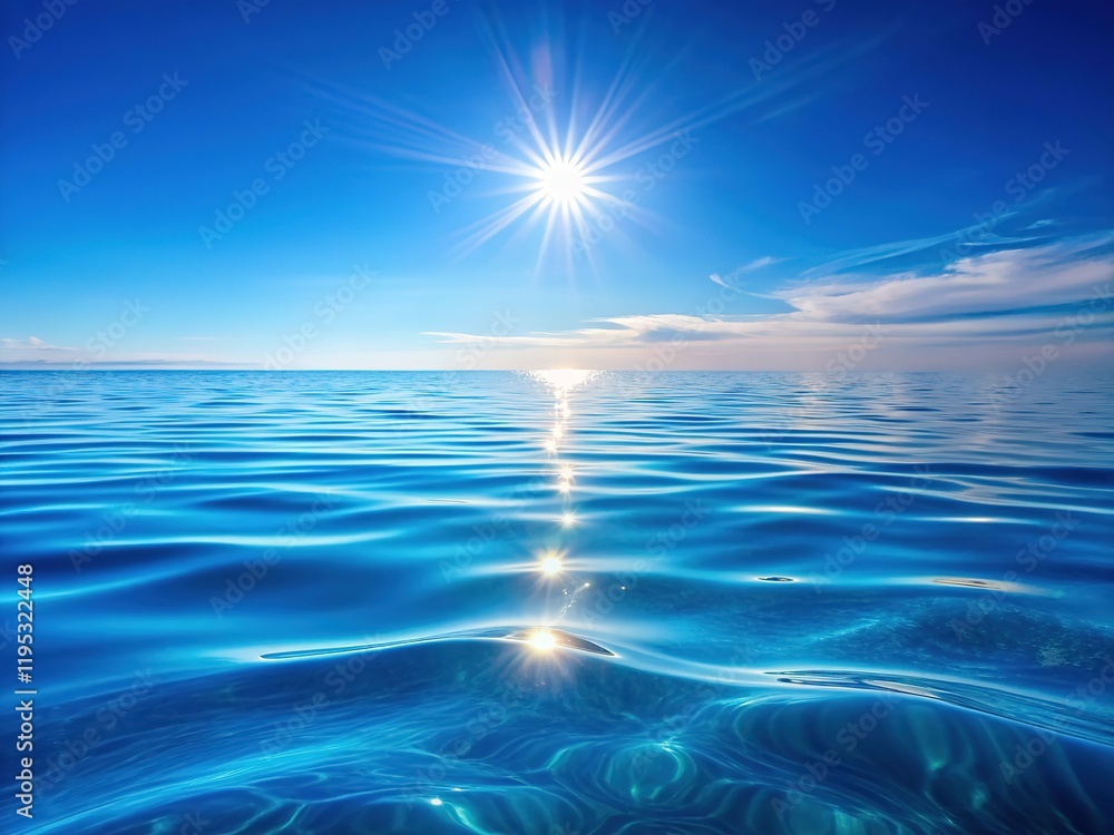 Fototapeta premium Serene Rippling Water, Sunlit Reflections, Blue Tones