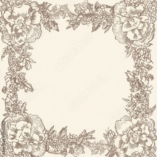 Vintage lace border illustration with floral design and intricate detailing for elegant presentations and decor