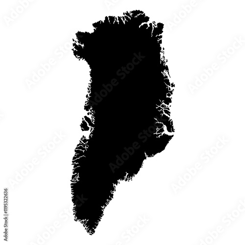Black map of Greenland. Autonomous territory of Denmark. Vector illustration