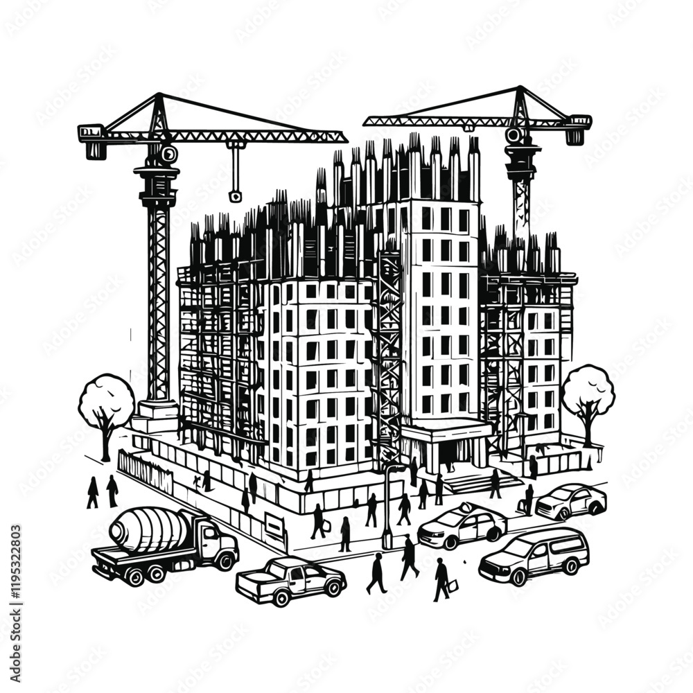 Fototapeta premium Building Construction. Modern Marvels Architectural Wonders in Progress