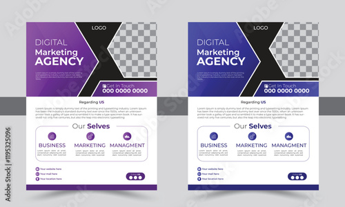 2 different colors a4 flyer template with photo Free Vector, marketing, business proposal, promotion, advertise, publication, cover or presentation corporate trendy style.