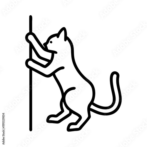 cat scratching wall icon, cat scratching wall line art - simple line art of cat scratching wall, perfect for cat scratching wall logos and icons and themed design  photo