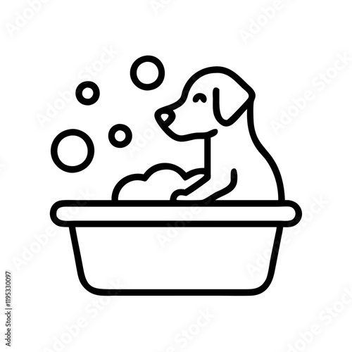 dog bath time icon, dog bath time line art - simple line art of dog bath time, perfect for dog bath time logos and icons and themed design 