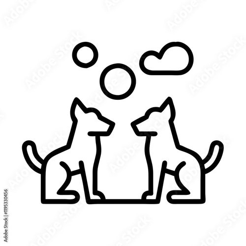 dog park meetup icon, dog park meetup line art - simple line art of dog park meetup, perfect for dog park meetup logos and icons and themed design 