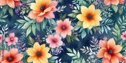 Watercolor floral patterns on a bright and colorful background , abstract, colorful, watercolor