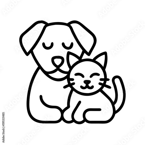 pet cuddle time icon, pet cuddle time line art - simple line art of pet cuddle time, perfect for pet cuddle time logos and icons and themed design  photo