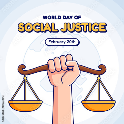 Cartoon world day of social justice illustration