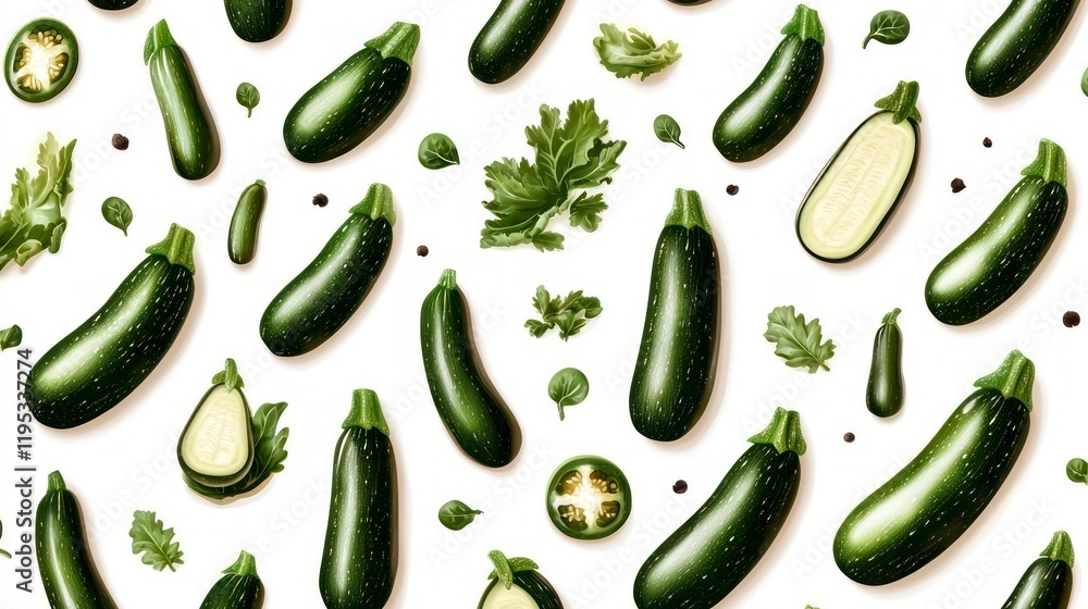 Fresh Zucchini Pattern Healthy Food Organic Vegetables Cooking Ingredients Fresh Zucchini Pattern Healthy Food Organic Vegetables Cooking Ingredients