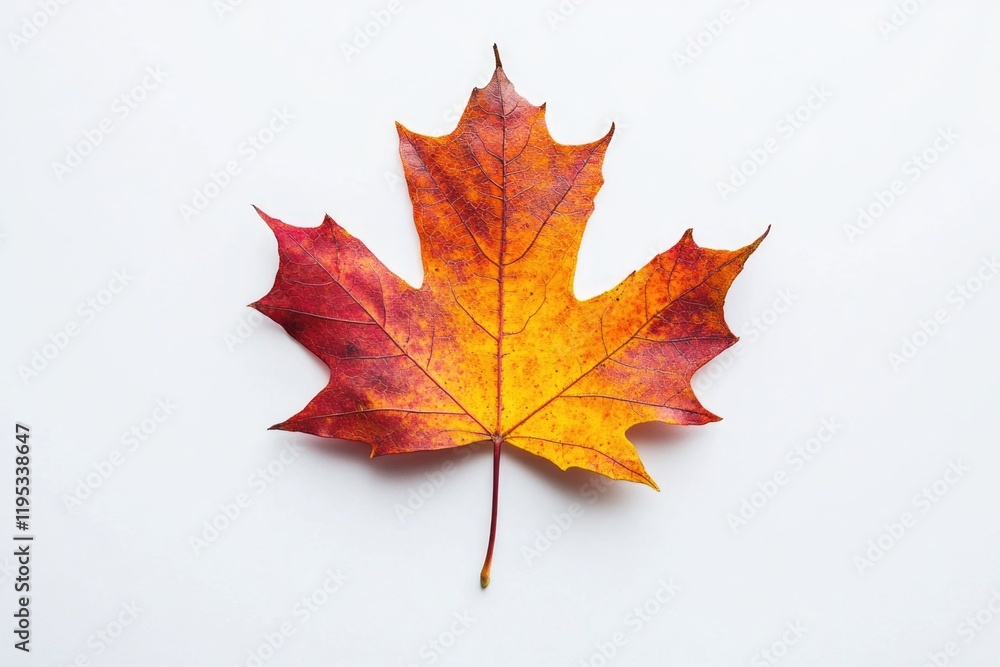 Fototapeta premium Single Red Leaf White Surface