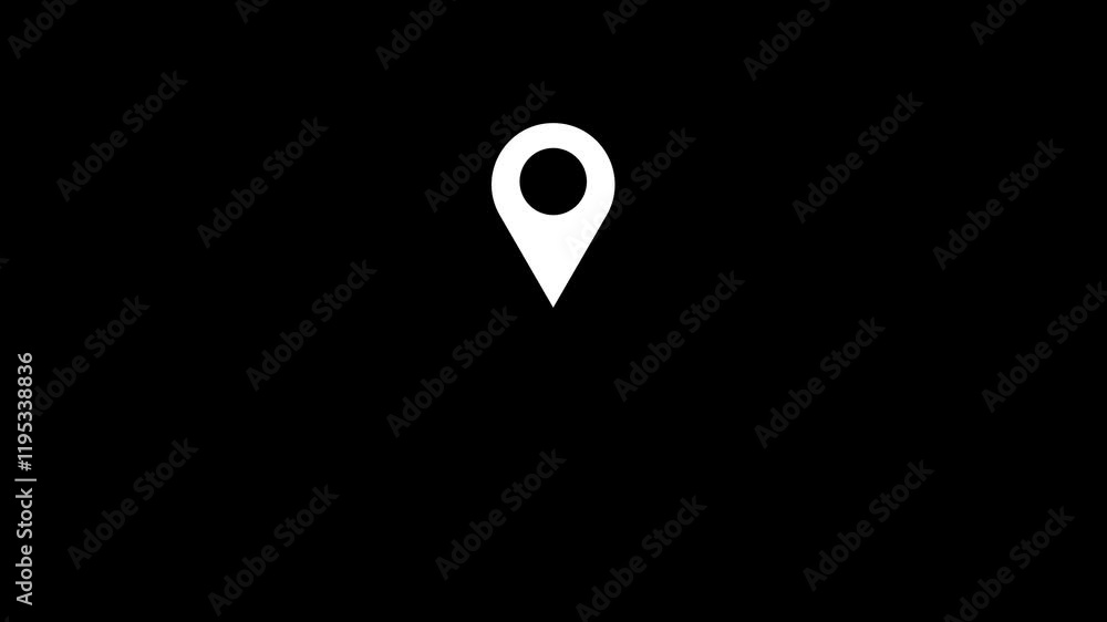 Location Icon Glowing Bright Symbol. white location icon in black background. 4k animation video Location Icon Glowing Bright Symbol. white location icon in black background. 4k animation video