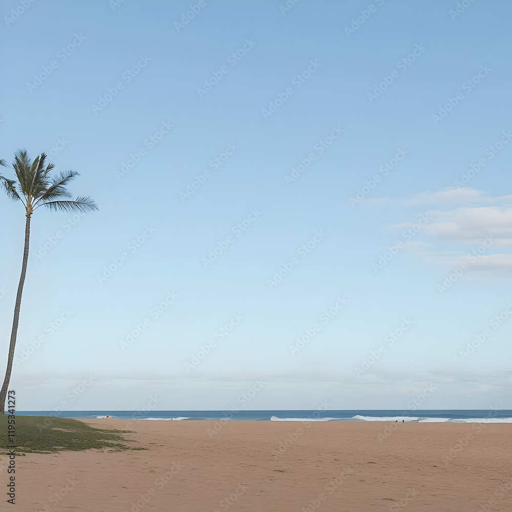 Serene Beach Photo: Palm Tree and Ocean Serene Beach Photo: Palm Tree and Ocean