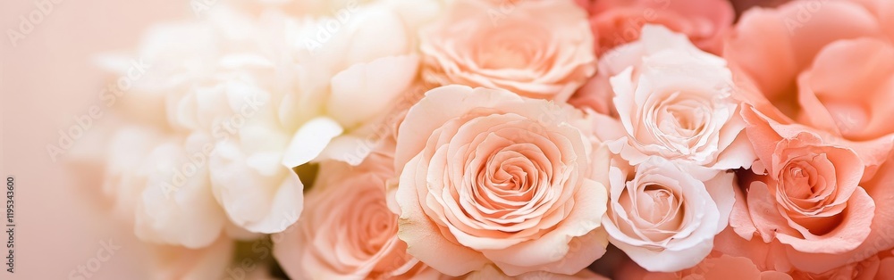 Elegant coral rose bouquet displayed in soft light for special occasions or celebrations Elegant coral rose bouquet displayed in soft light for special occasions or celebrations