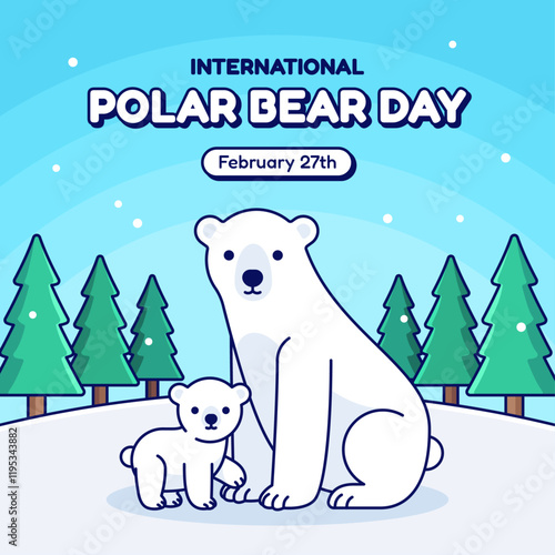 Cartoon international polar bear day illustration