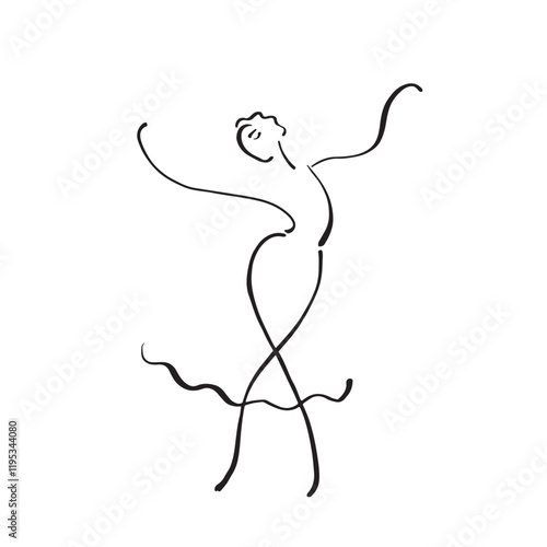 Line Art Illustration of a Ballet Dancer in Motion