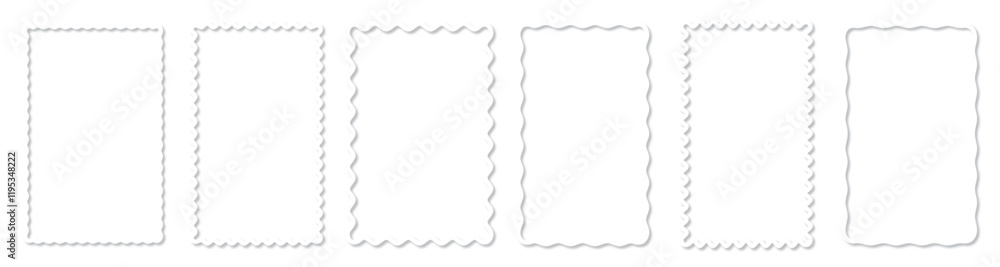 Collection of rectangle frames with wavy edges. Containing empty text boxes, tags, labels, Picture or photo frames, vector illustration Collection of rectangle frames with wavy edges. Containing empty text boxes, tags, labels, Picture or photo frames, vector illustration