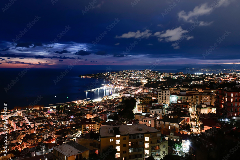 Night view of the city of Naples and its historic center, Italy. Night view of the city of Naples and its historic center, Italy.