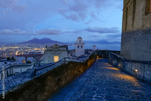 Wallpaper Mural Night view of the city of Naples and its historic center, Italy. Torontodigital.ca