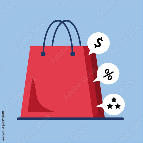shopping bag sale discount buy online flat design simple vector