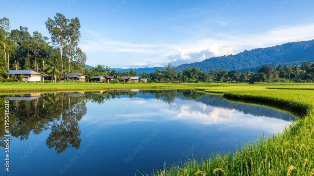 Tranquil Village Lakeside Scene Tranquil Village Lakeside Scene