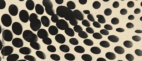 Abstract pattern of black and white dots creating depth and visual interest on a light background